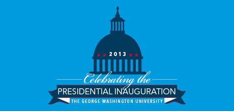 Celebrating the Presidential Inauguration, The George Washington University with graphical representation of the Capitol