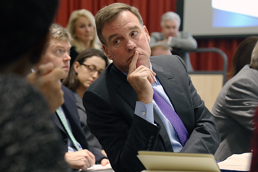 Sen. Mark Warner (D-Va.) attended the Virginia Unmanned Systems Commission meeting at the George Washington University.