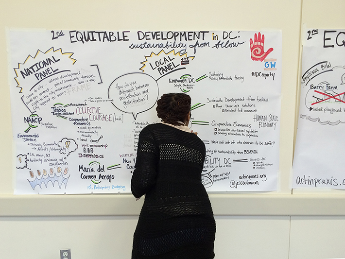 Local artist Jess Solomon created visual notes throughout the second annual Equitable Development Conference.