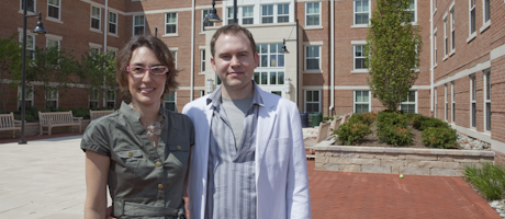 Melissa Keeley and Christopher Klemek outside of West Hall 