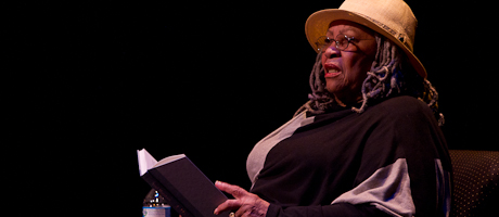 Toni Morrison reading from book on stage