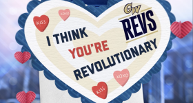 A Valentine reads "I think you're revolutionary! GW Revs"