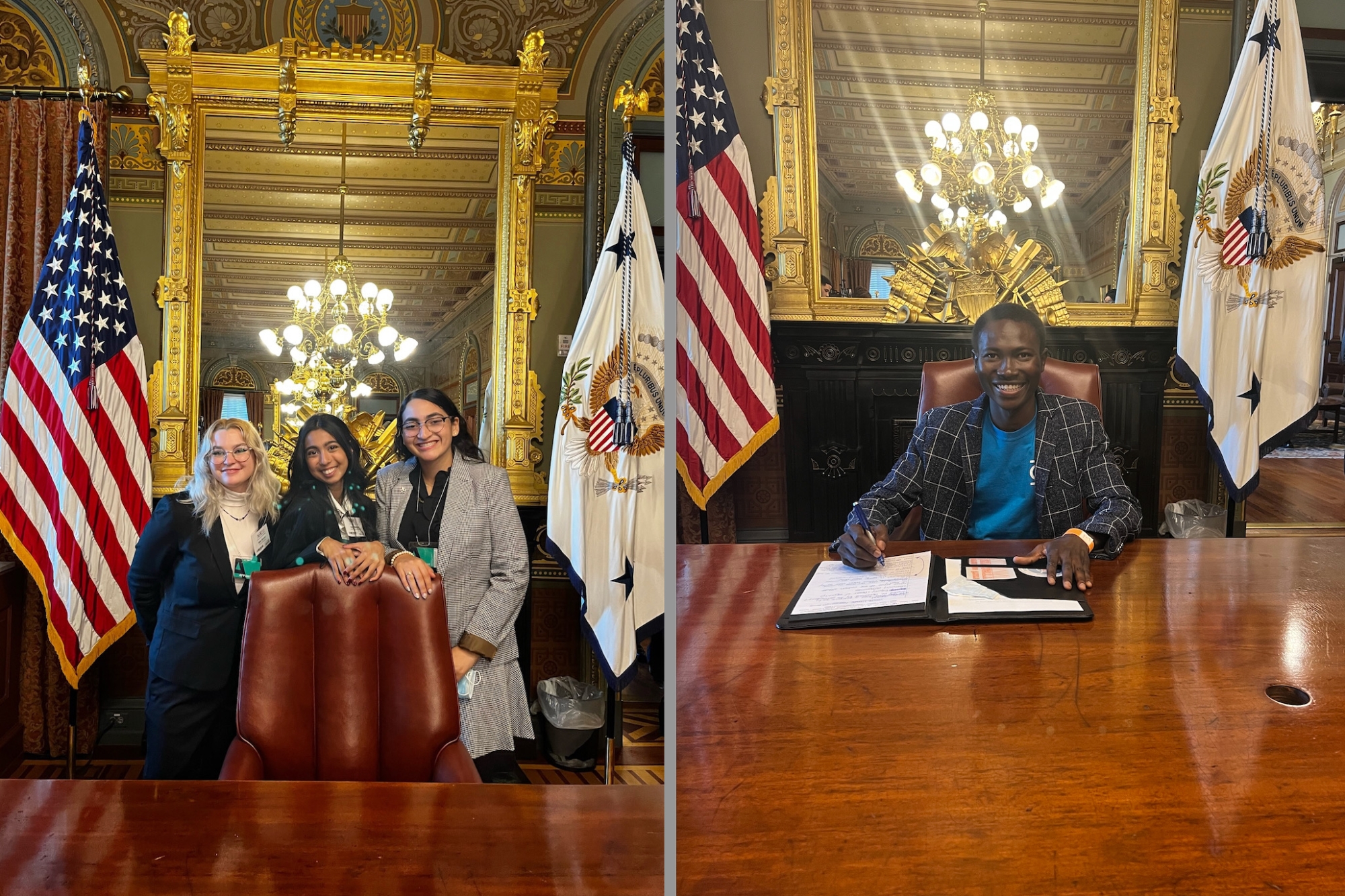 SA president sitting at the Vice president's chair 