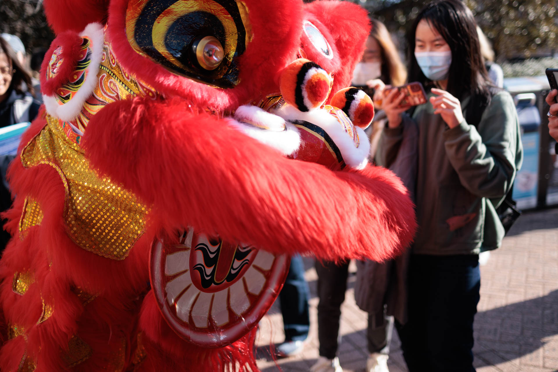 Lunar New Year 2023 LNY2023 Onlooker watches a lion dancer