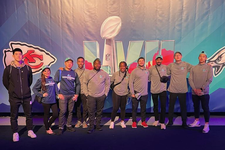Students at Super Bowl