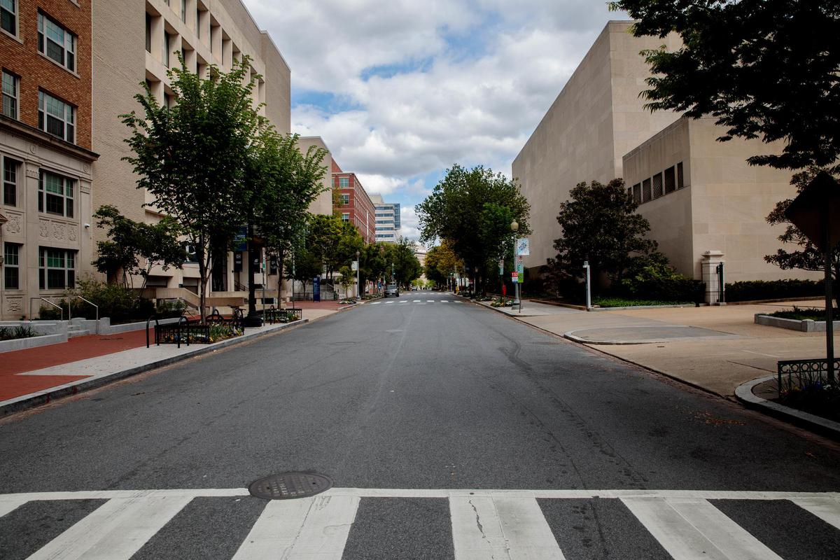 Foggy Bottom campus was sparsely populated by late spring 2020 semester Foggy Bottom campus 2020