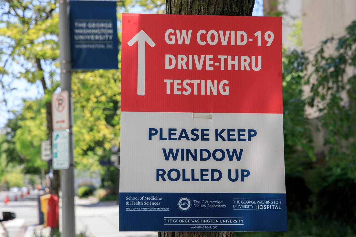 Drive through COVID testing on Foggy Bottom campus in 2020 Campus 2020