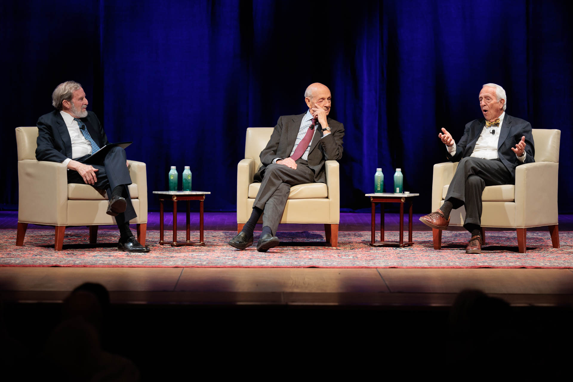 From left, moderator Alan B. Morrison, Justice Stephen Breyer, and Judge Charles R. Breyer