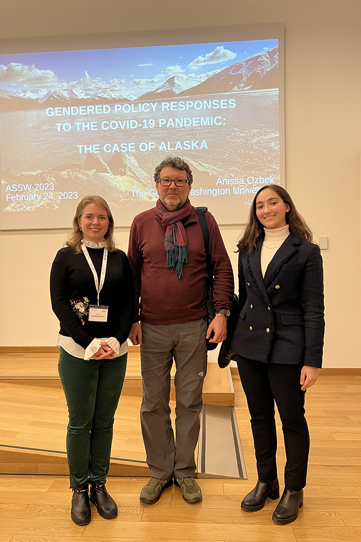 From left: Marya Rozanova-Smith, Nikolay Shiklomanov and Anissa Ozbek.