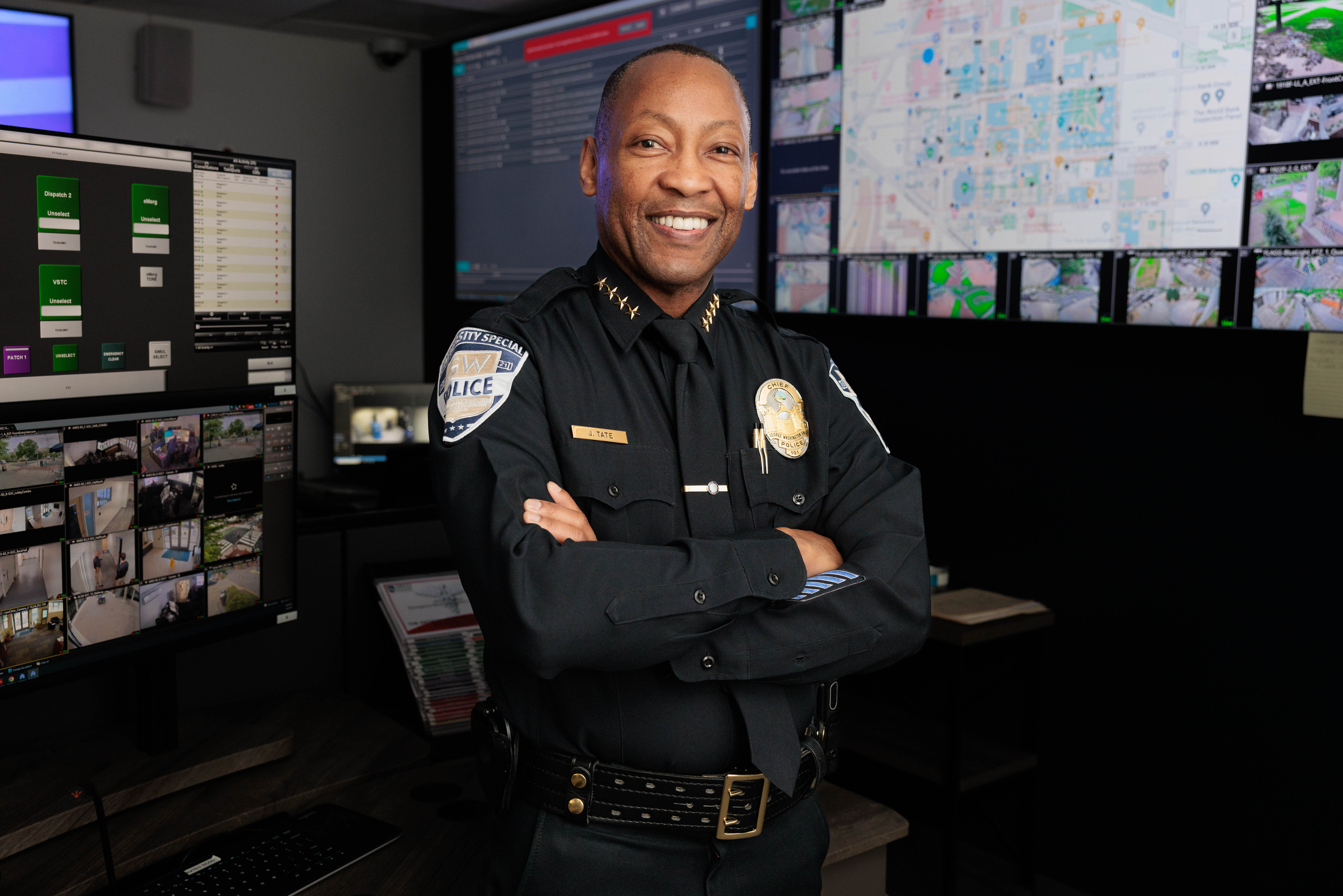 GWPD Chief James Tate in his dispatch operations room