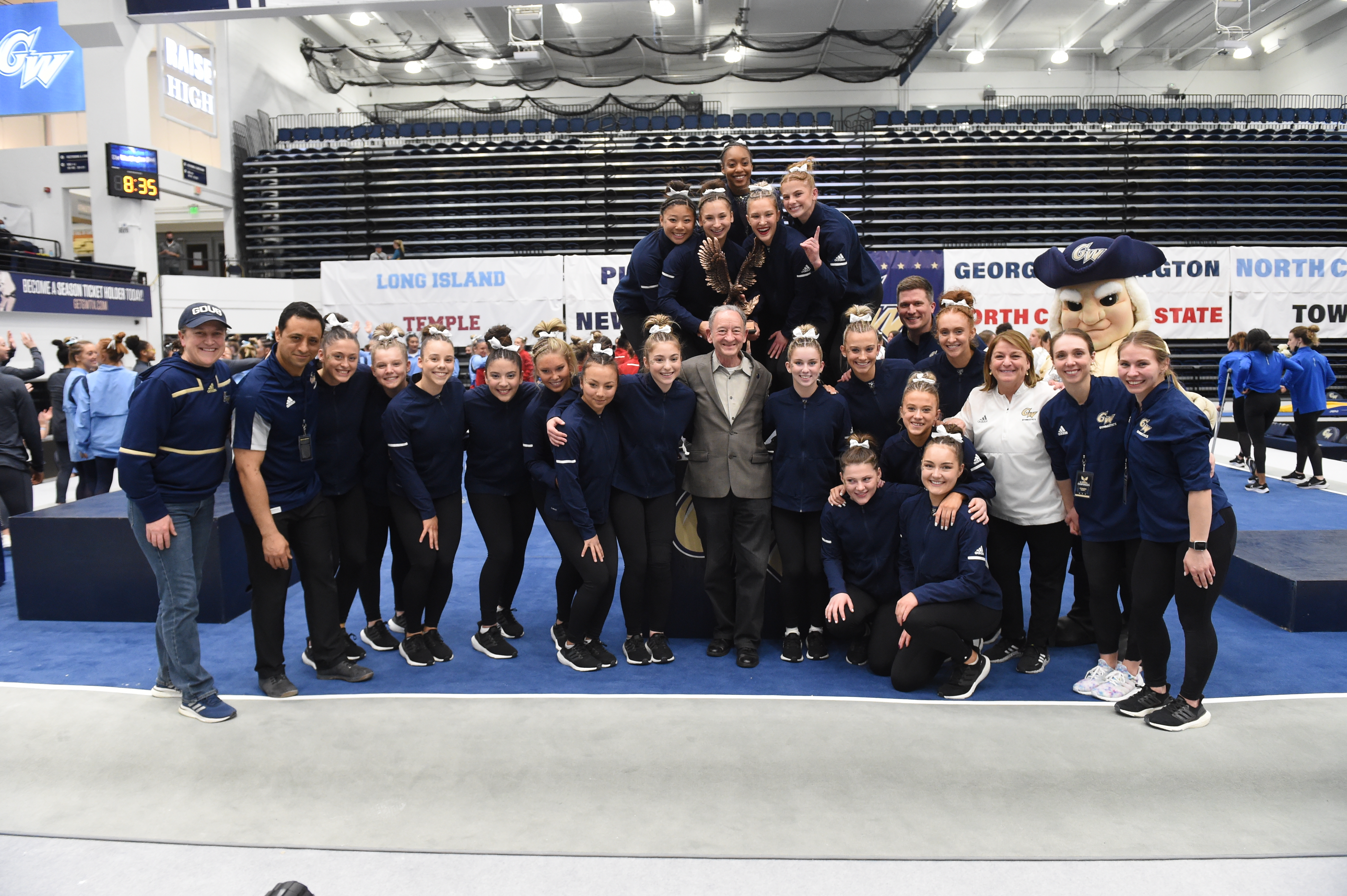 President Wrighton and Gymnastics team