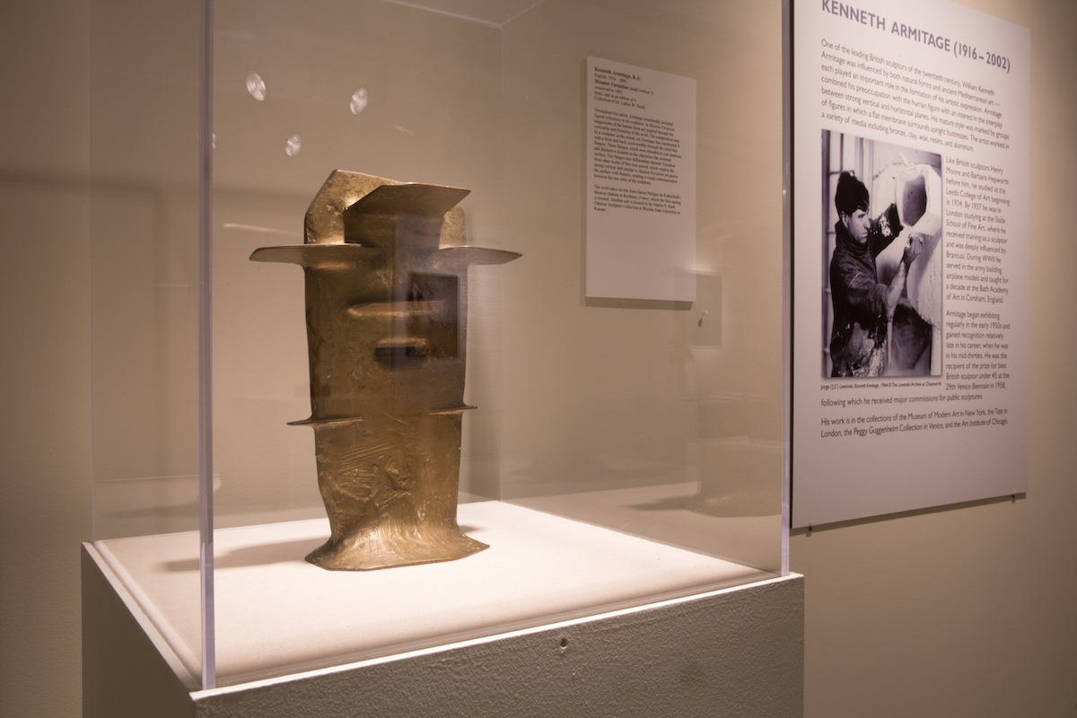 A Dr. Brady donation of sculpture by Kenneth Armitage, " Mouton Variation," shown in an installation image from "Icons of British Sculpture," 2014. (William Atkins/GW Today)