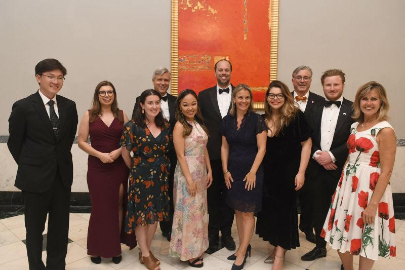  Anthony Hu (left) at the 2023 Ambassador's Awards Dinner with members of the Netherlands-America Foundation Education Committee. 