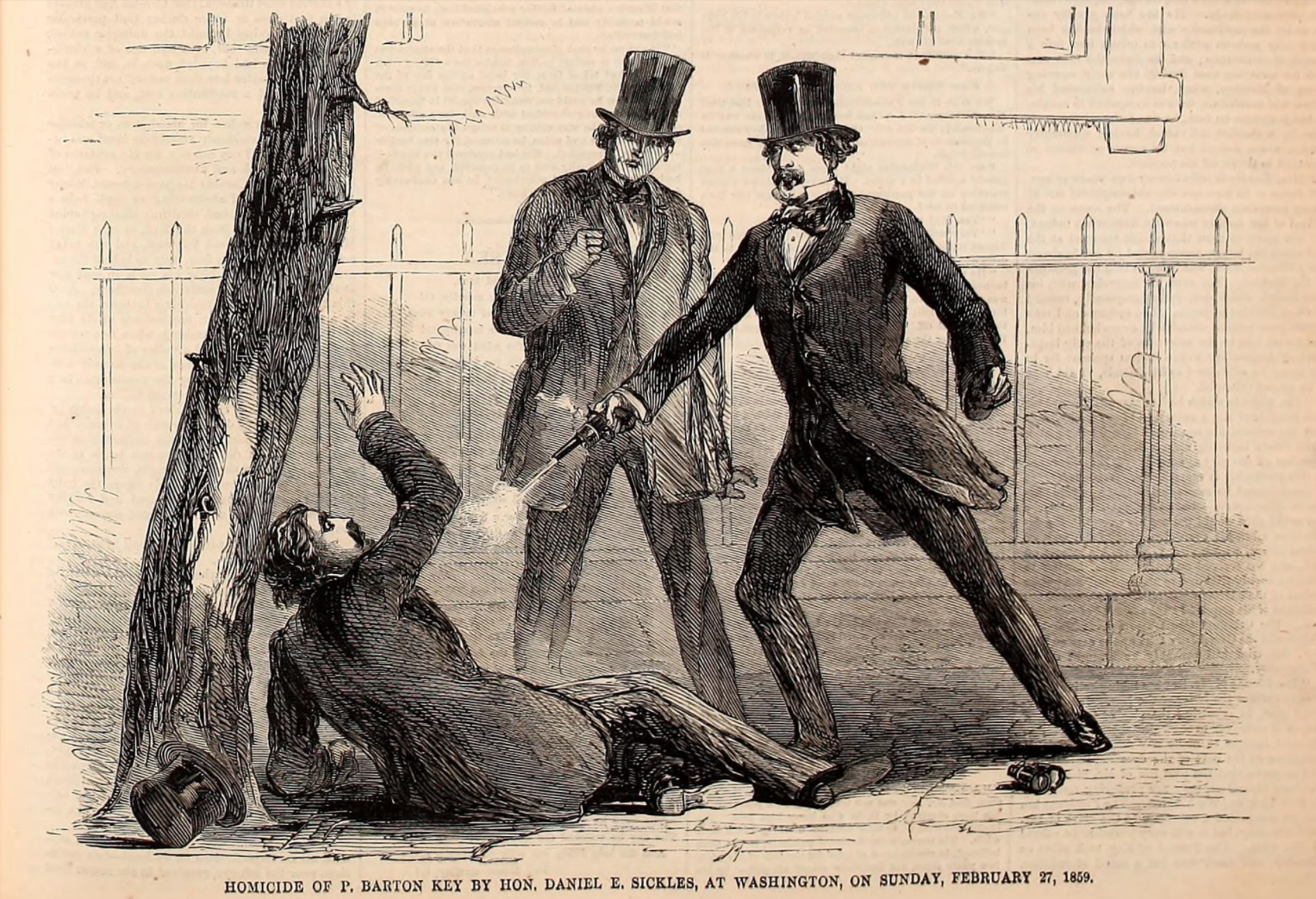 A contemporary illustration of the murder. (Harpers Weekly)