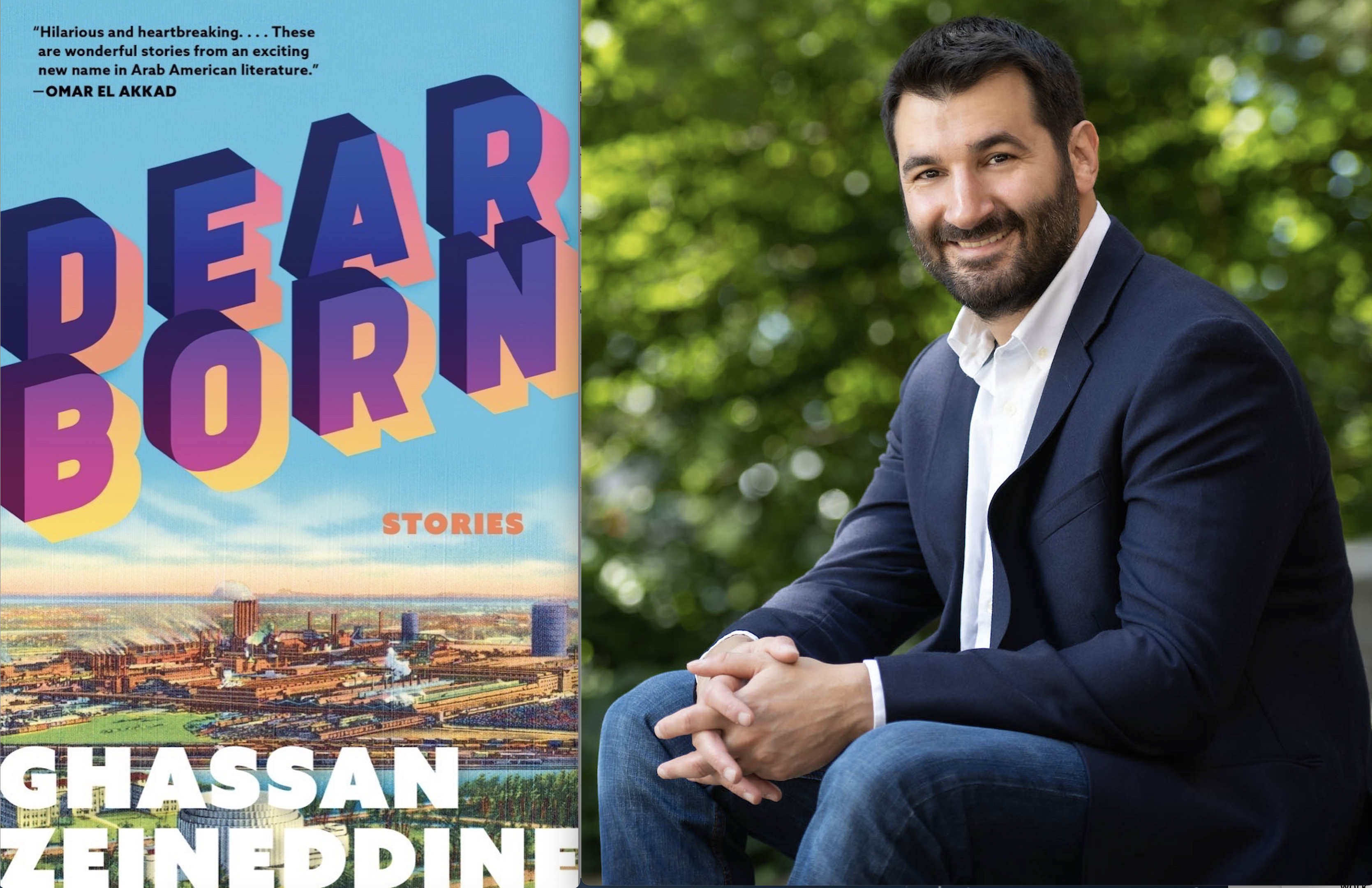 At right, the cover of "Dearborn" by alumnus author Ghassan Zeineddine
