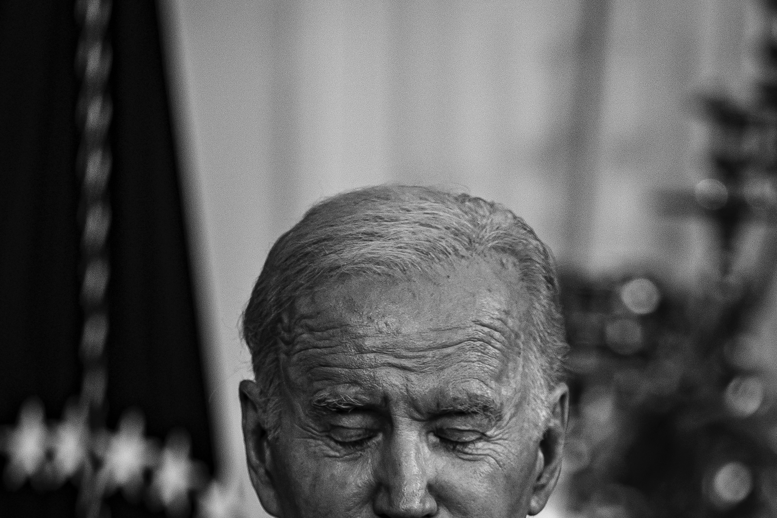 President Joe Biden pauses to think following a question from the press regarding his son, Hunter Biden, at the White House on November 9, 2024.