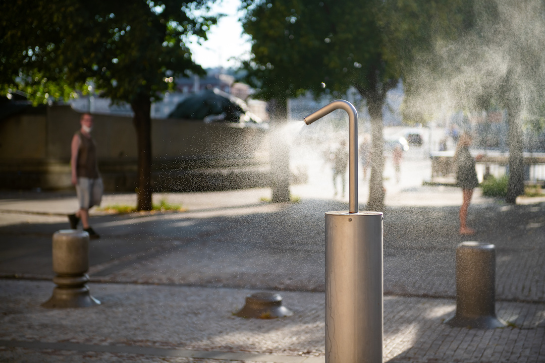 Summer scene of water feature in a city park 