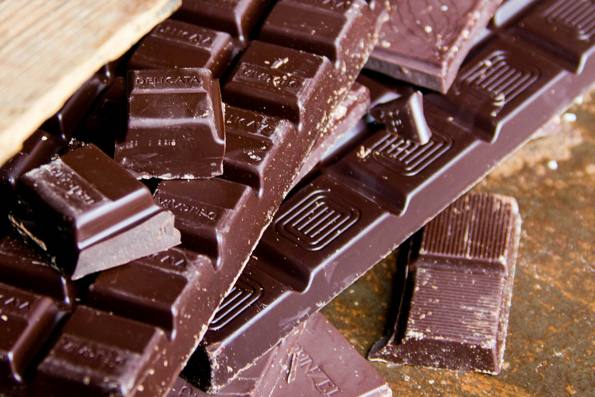 Squares of dark chocolate 