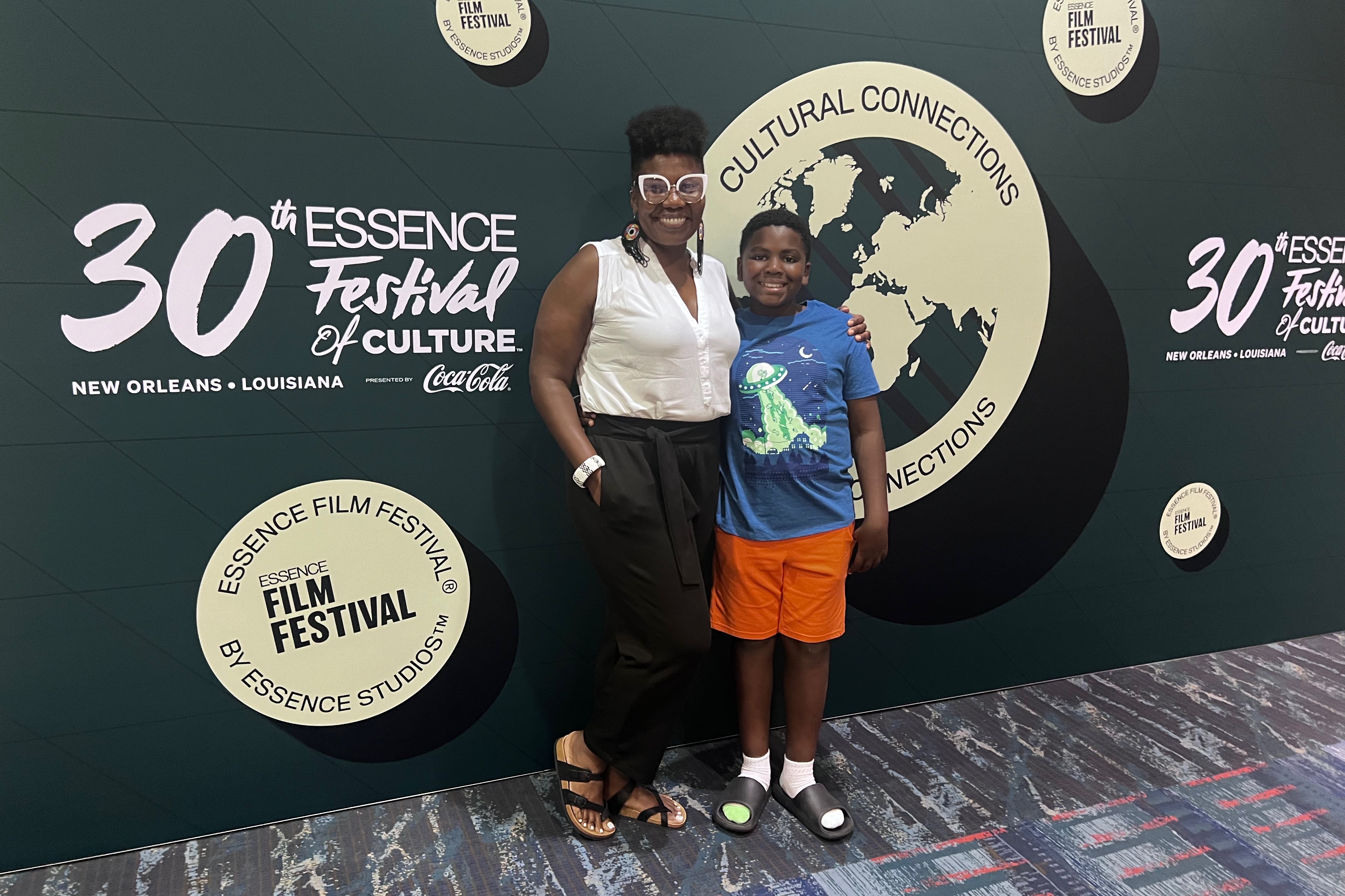 Imani Cheers and her son, Isaiah, at the Essence Film Festival in New Orleans.