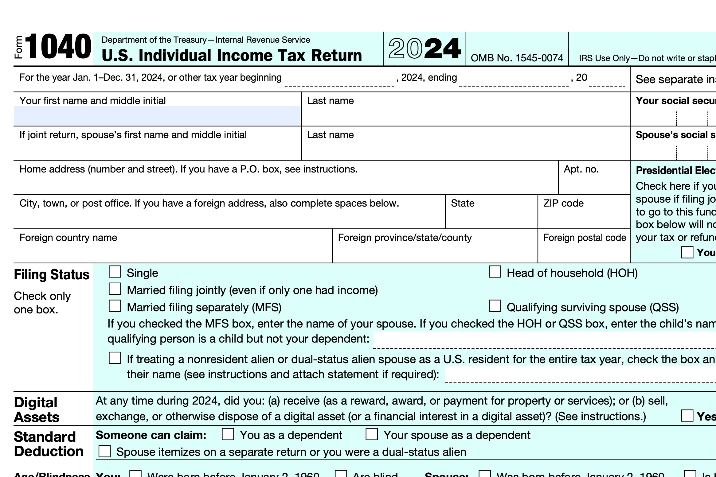 Tax form 1040.