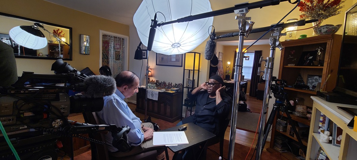 Lou Chibbaro, Jr. (left) interviews Donnell Robinson, aka Ella Fitzgerald Lou Chibbaro, Jr. (left) interviews Donnell Robinson, aka Ella Fitzgerald