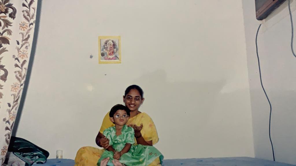 Snehitha Tadapaneni as a child with mother