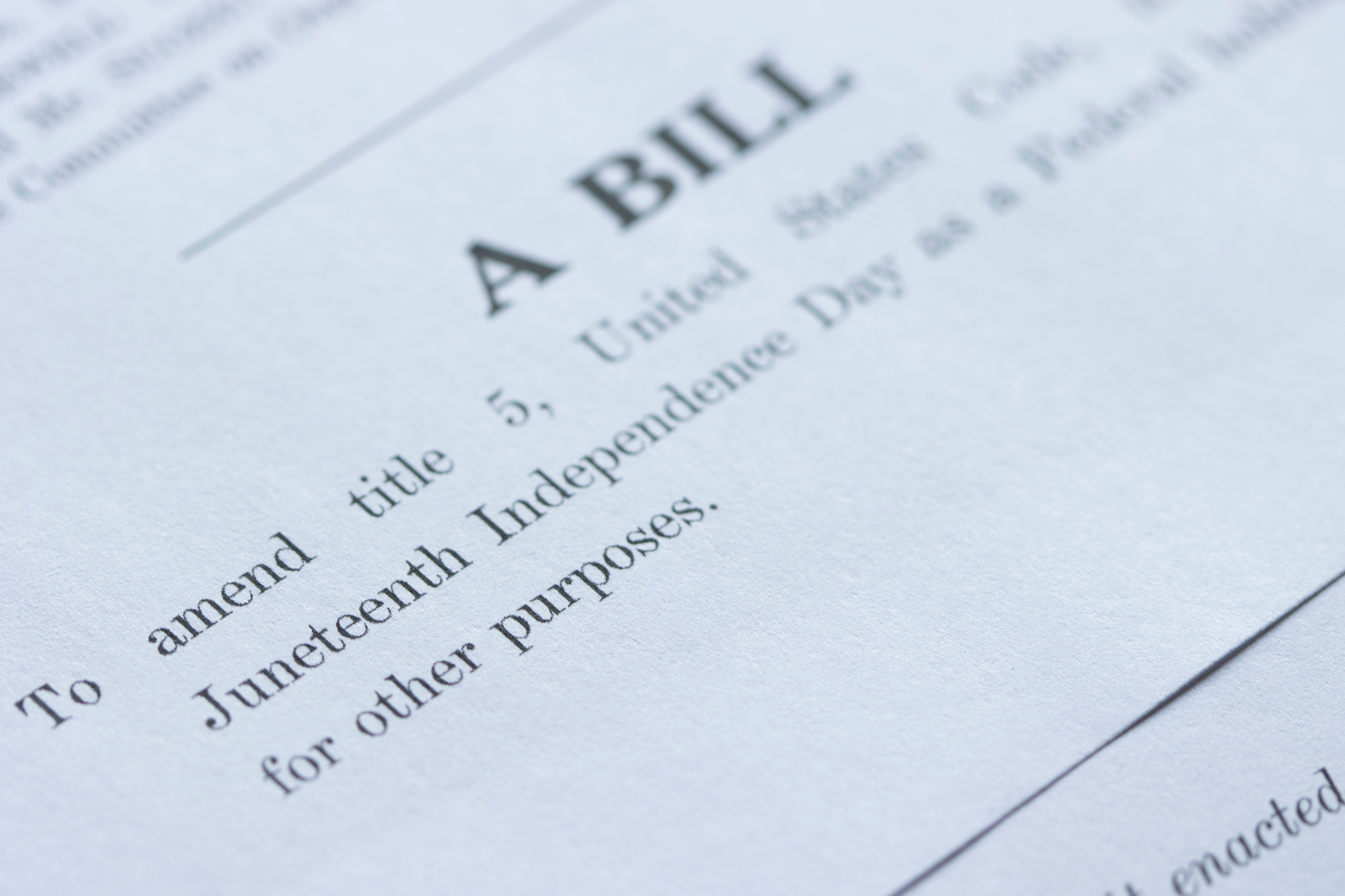 Bill making Juneteenth a federal holiday