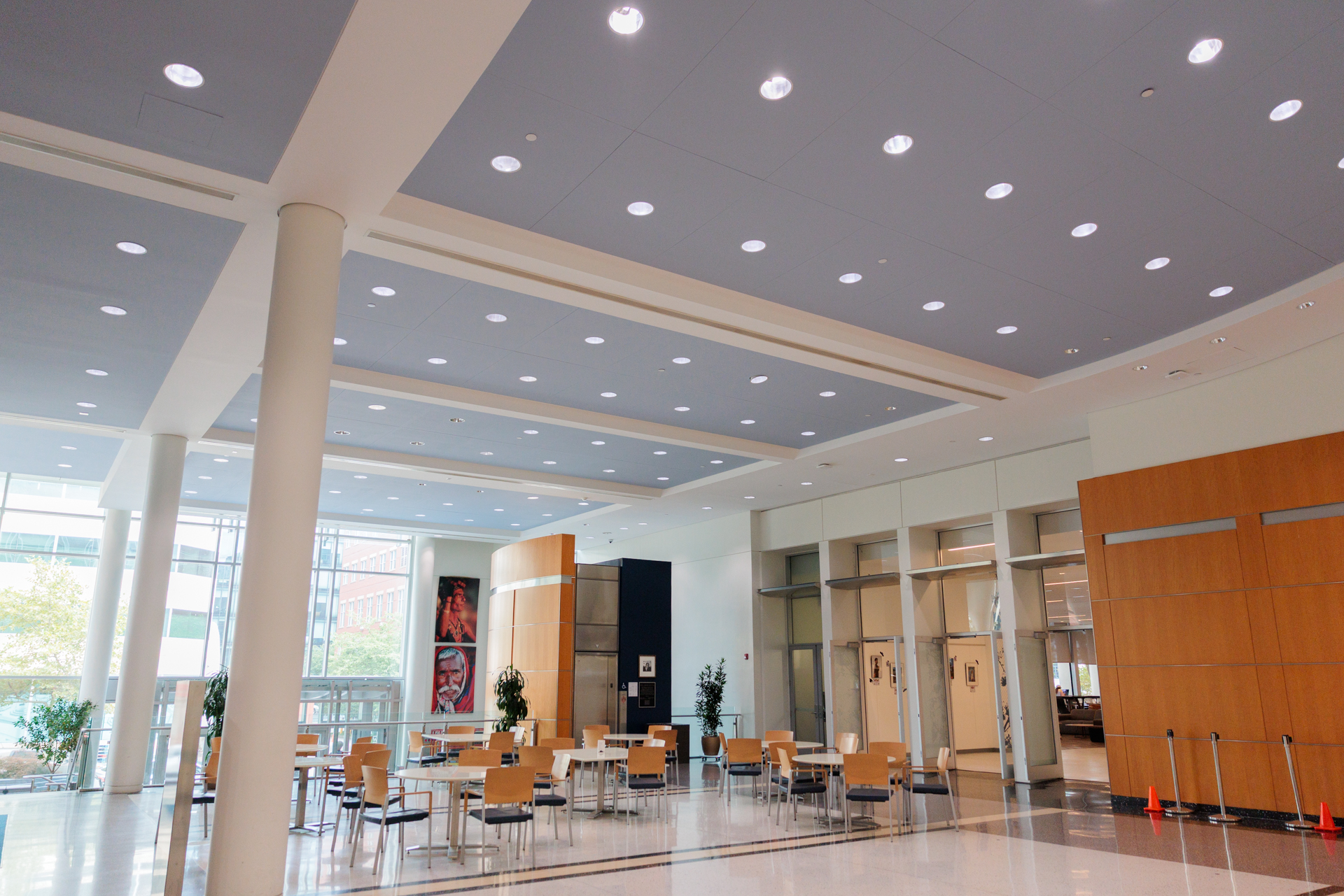 newly painted ceiling in USC lobby