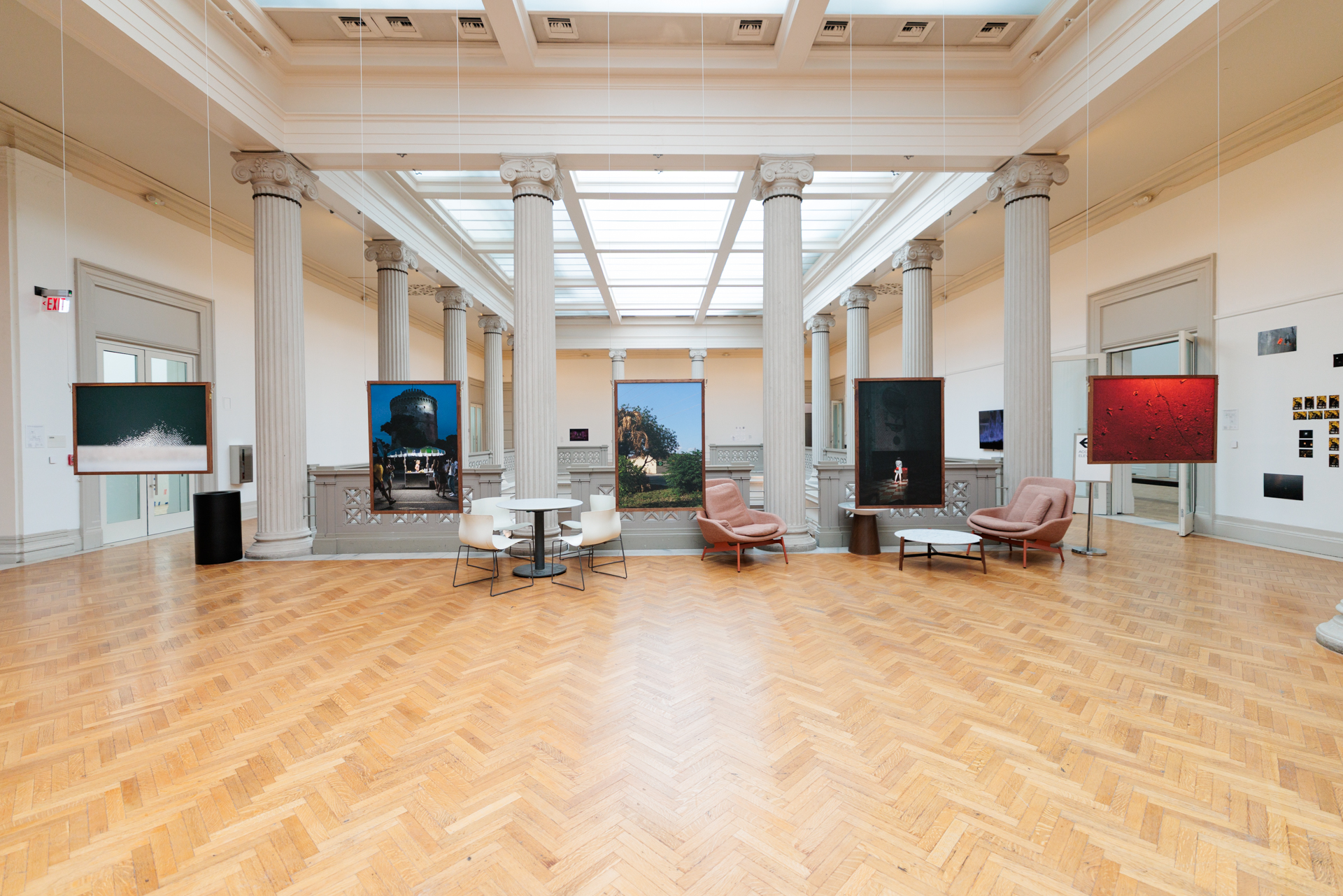 A selection of works in the faculty staff show on the second floor of the Flagg Building