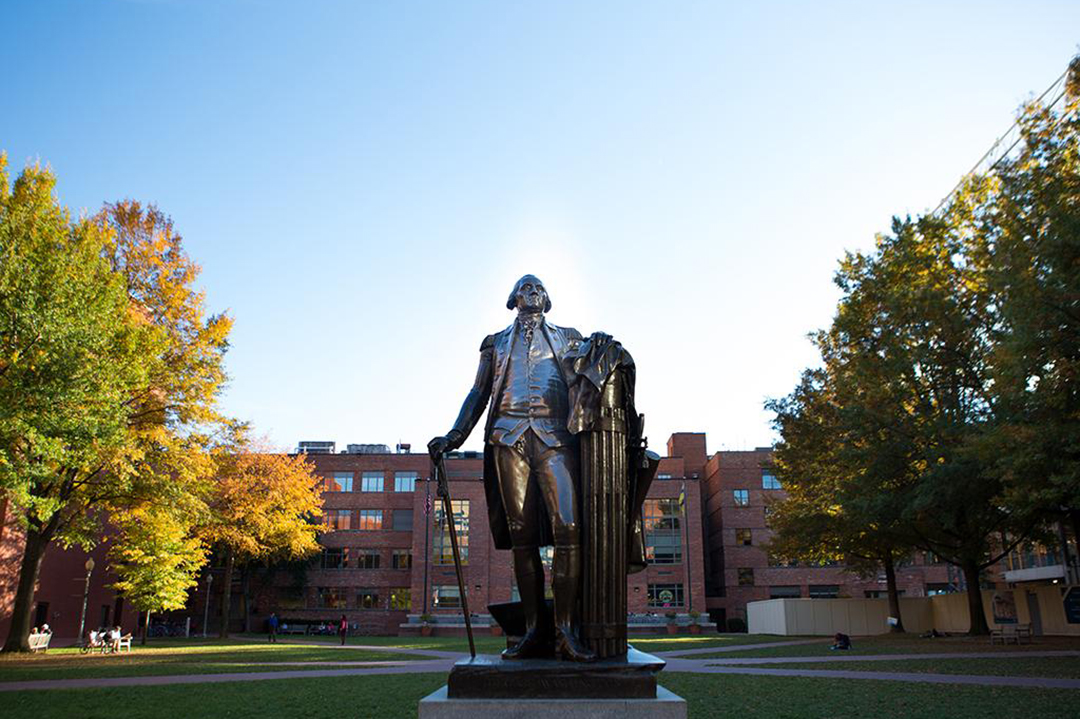 Statue of Washington in University Yard