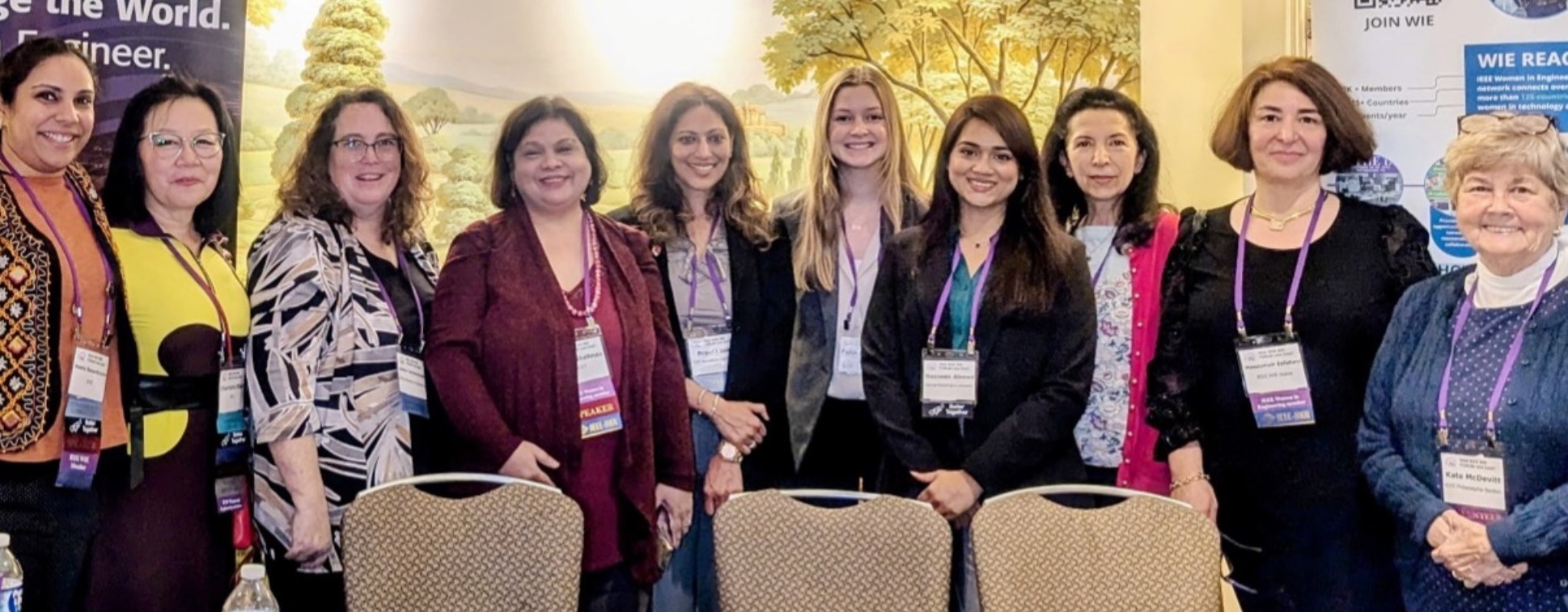 Chair Nazneen Ahmed representing GW's IEEE PES-IAS Joint Student Branch Chapter at the 2024 IEEE WIE Forum USA East.