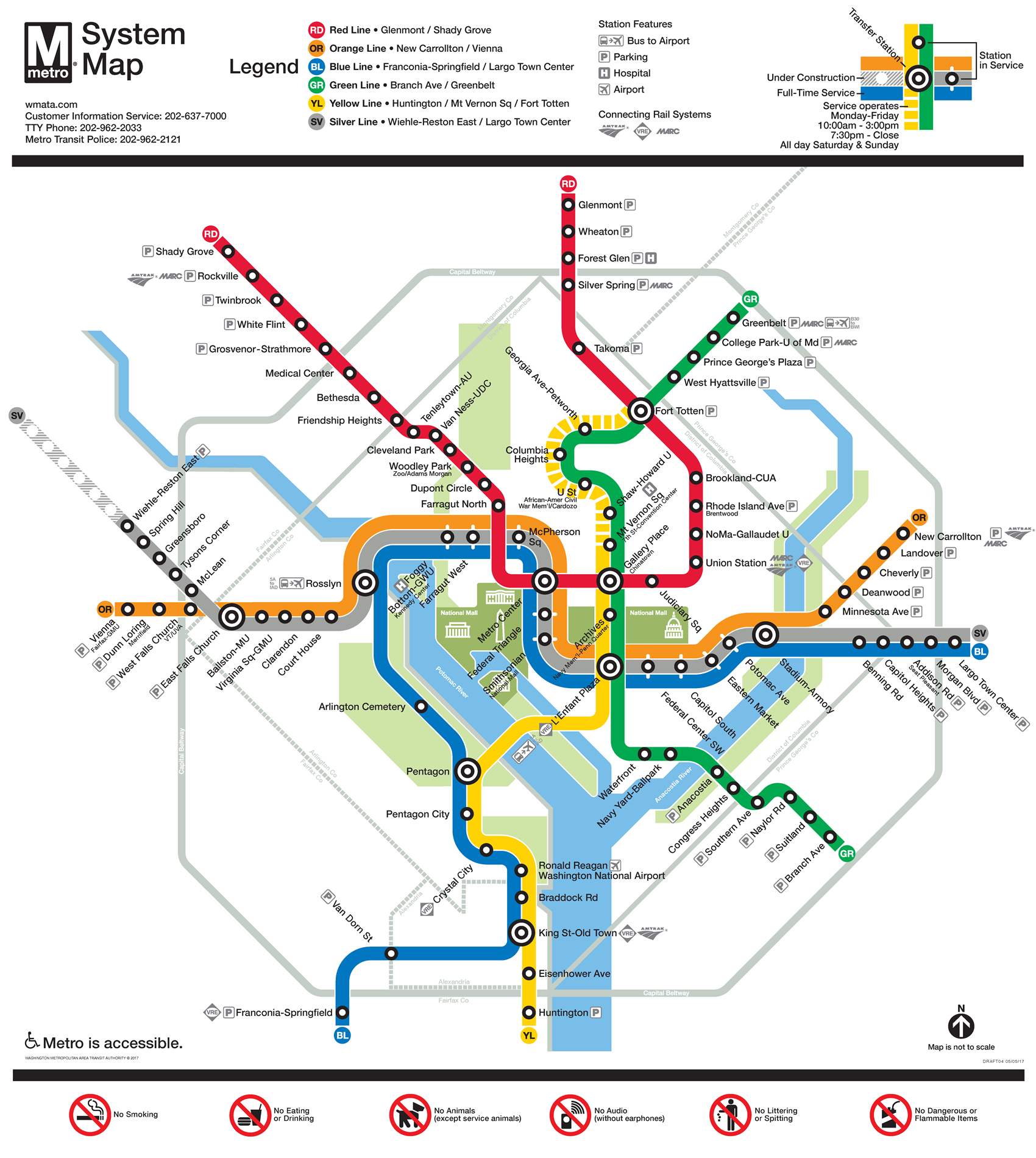 wmata metrorail system map