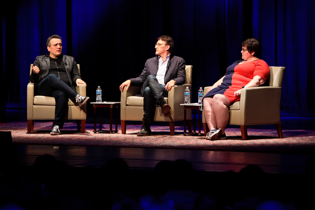 Joe Russo, Anthony Russo and Linda Holmes. (William Atkins/GW Today)