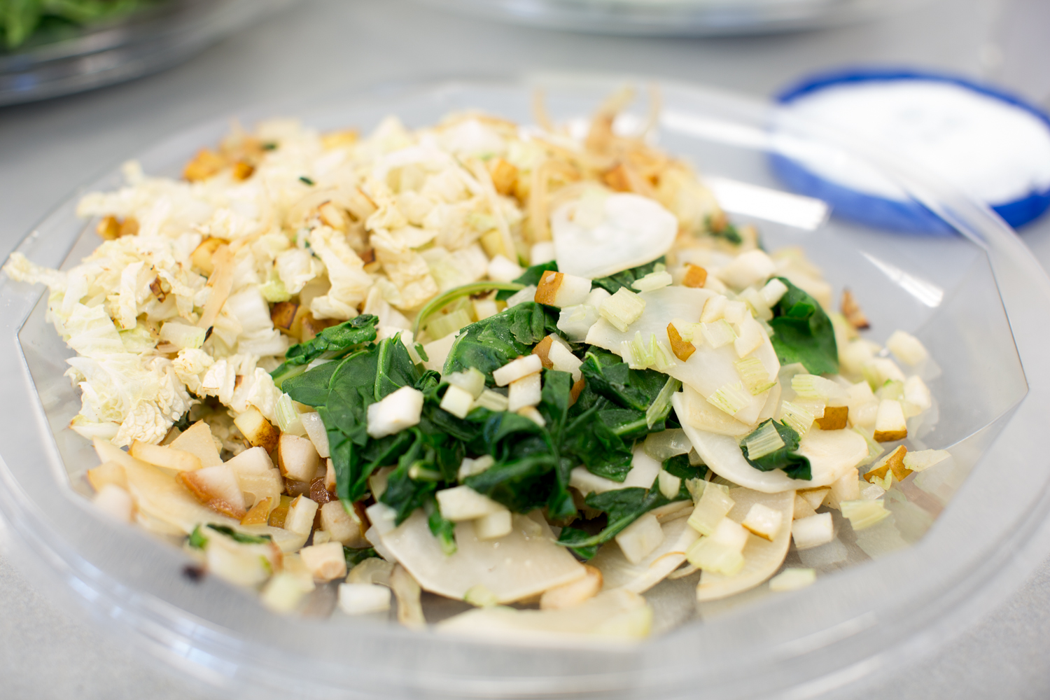 The three recipes contained ingredients found in each bag, including local, seasonal produce such as pears, apples, chard and ca