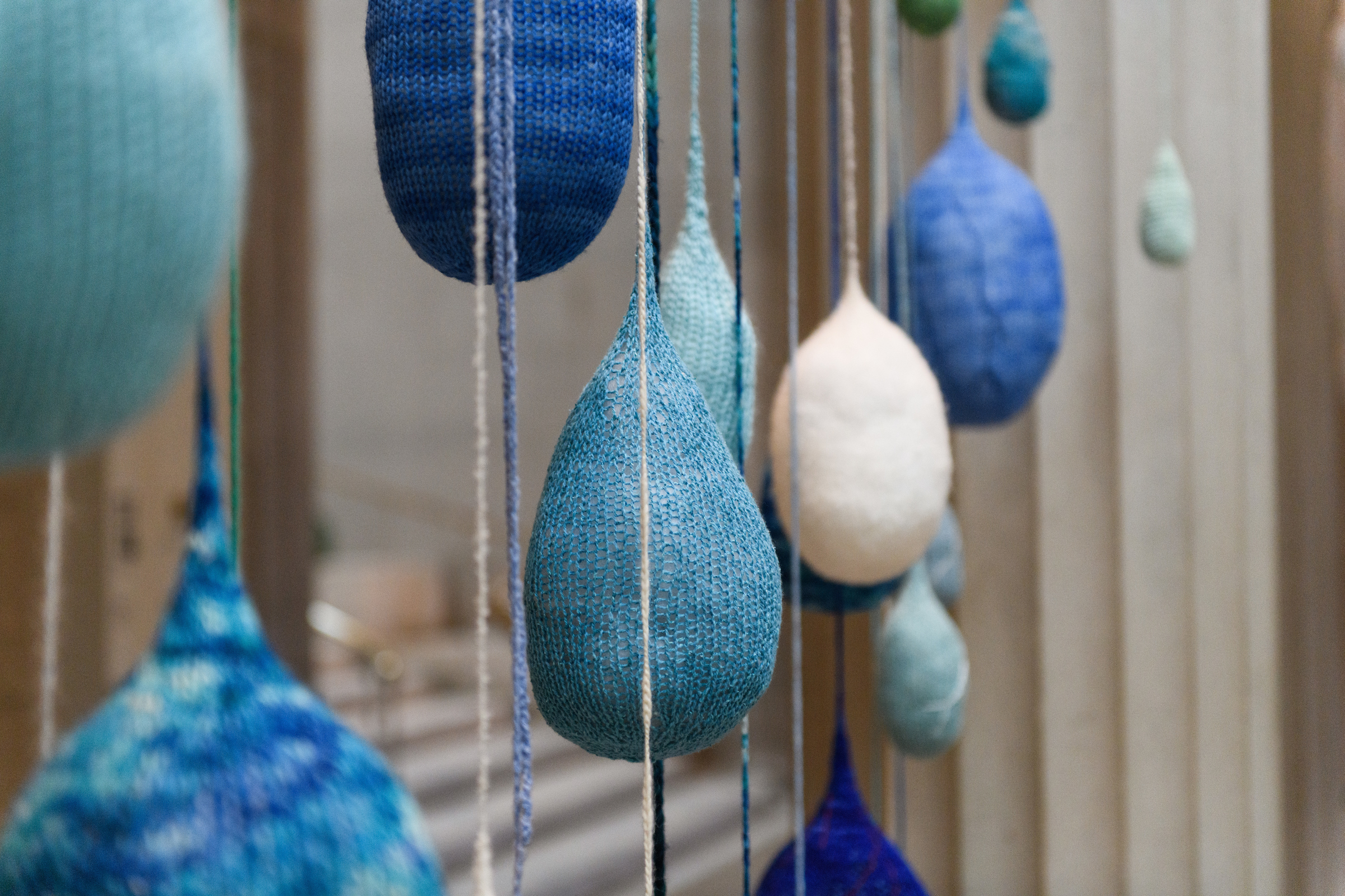Evelyn Politzer - Every Drop Counts, 2018, hand-knit wool, dimensions variable.