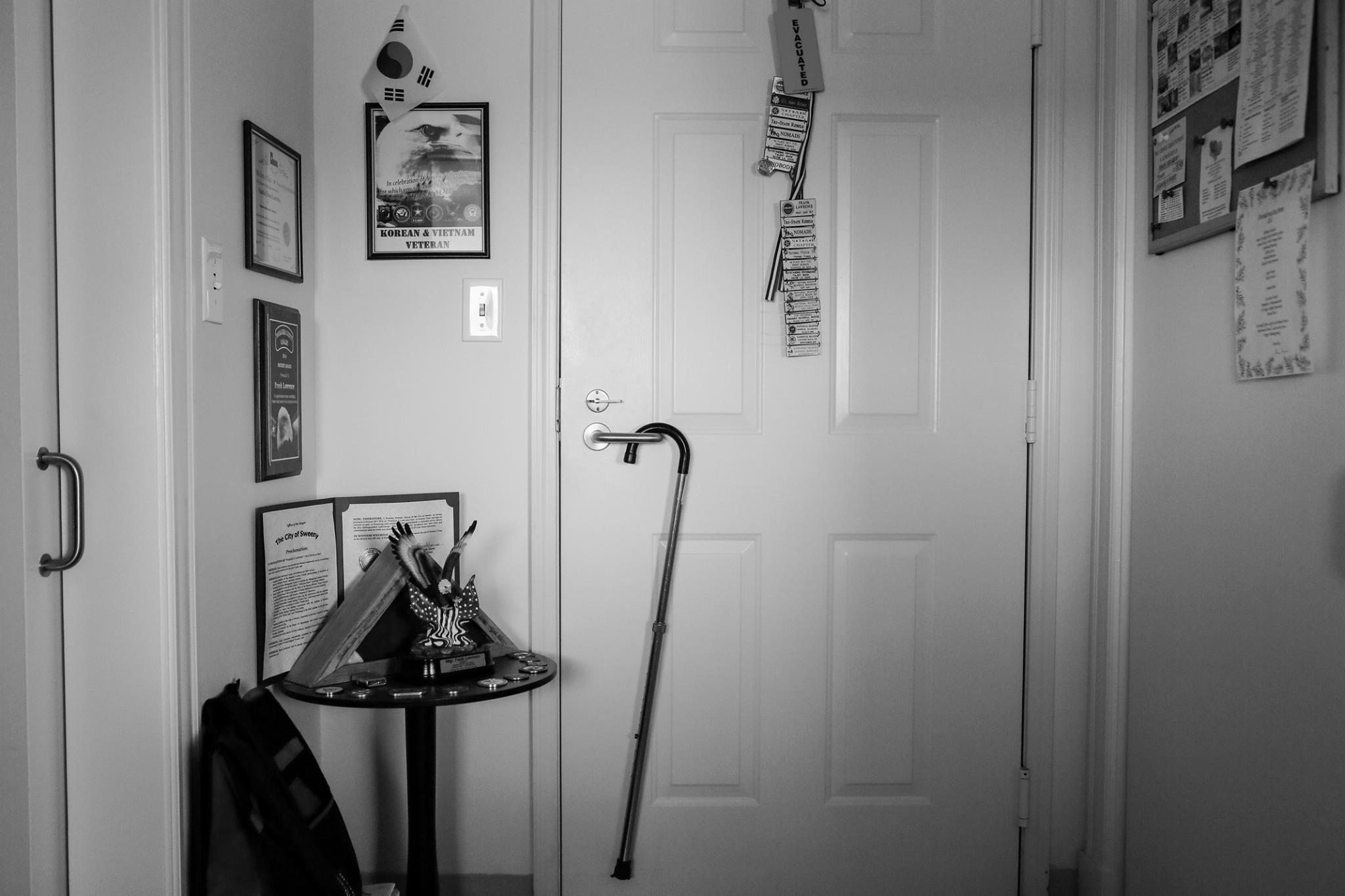 Memorabilia at the entryway to Frank Lawrence's apartment.