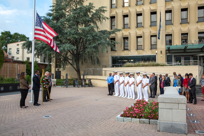 Members of the GW community and the NROTC attended the ceremony in Kogan Plaza on Thursday morning.