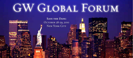 GW global forum save the date with NYC skyline