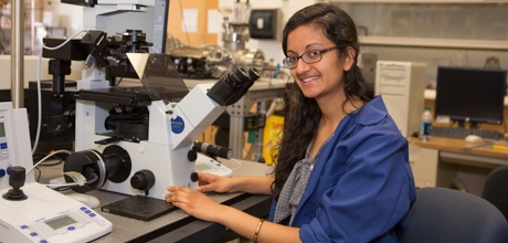 Aparna Sajja does research in Dr. Akos Vertes' lab. 