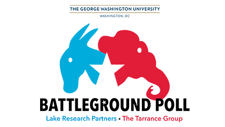 GW Battleground Poll logo with blue donkey and red elephant