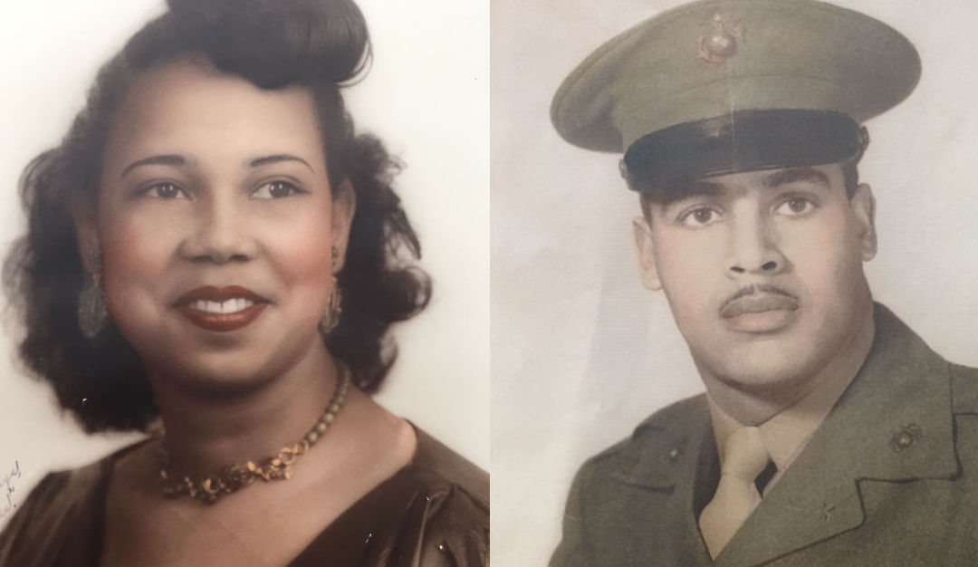 Celestine Braxton, M.A. ’60, and her husband, Master Gunnery Sgt. Carroll Braxton.