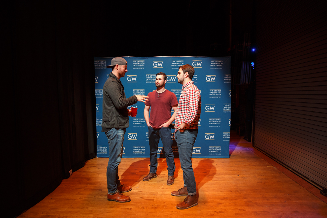 Brett young talking to students