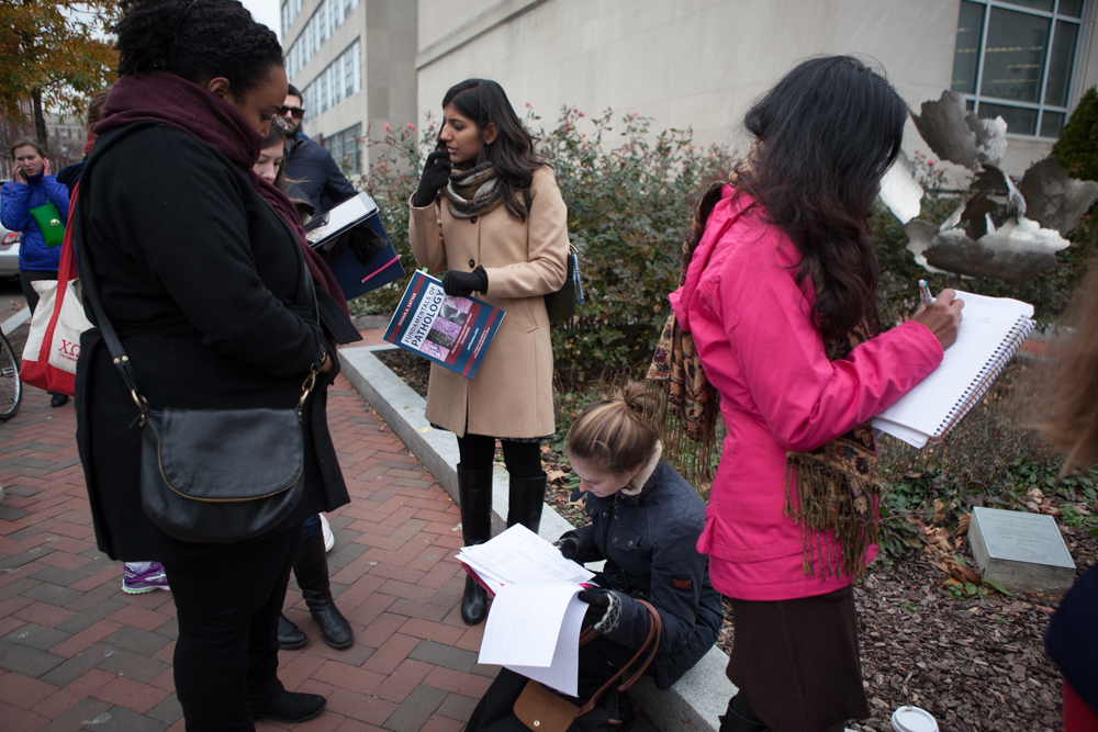 Students wait in line to get into 'The Colbert Report.'