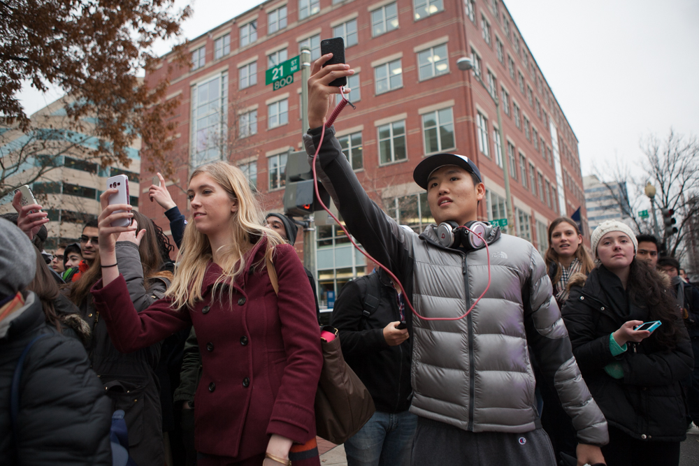 Students wait in line to get into 'The Colbert Report.'