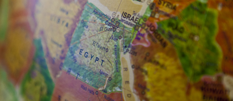 map of Egypt on globe