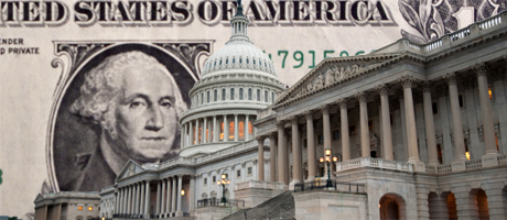 financial reform graphical representation of dollar bill with U.S. Capitol laid in front