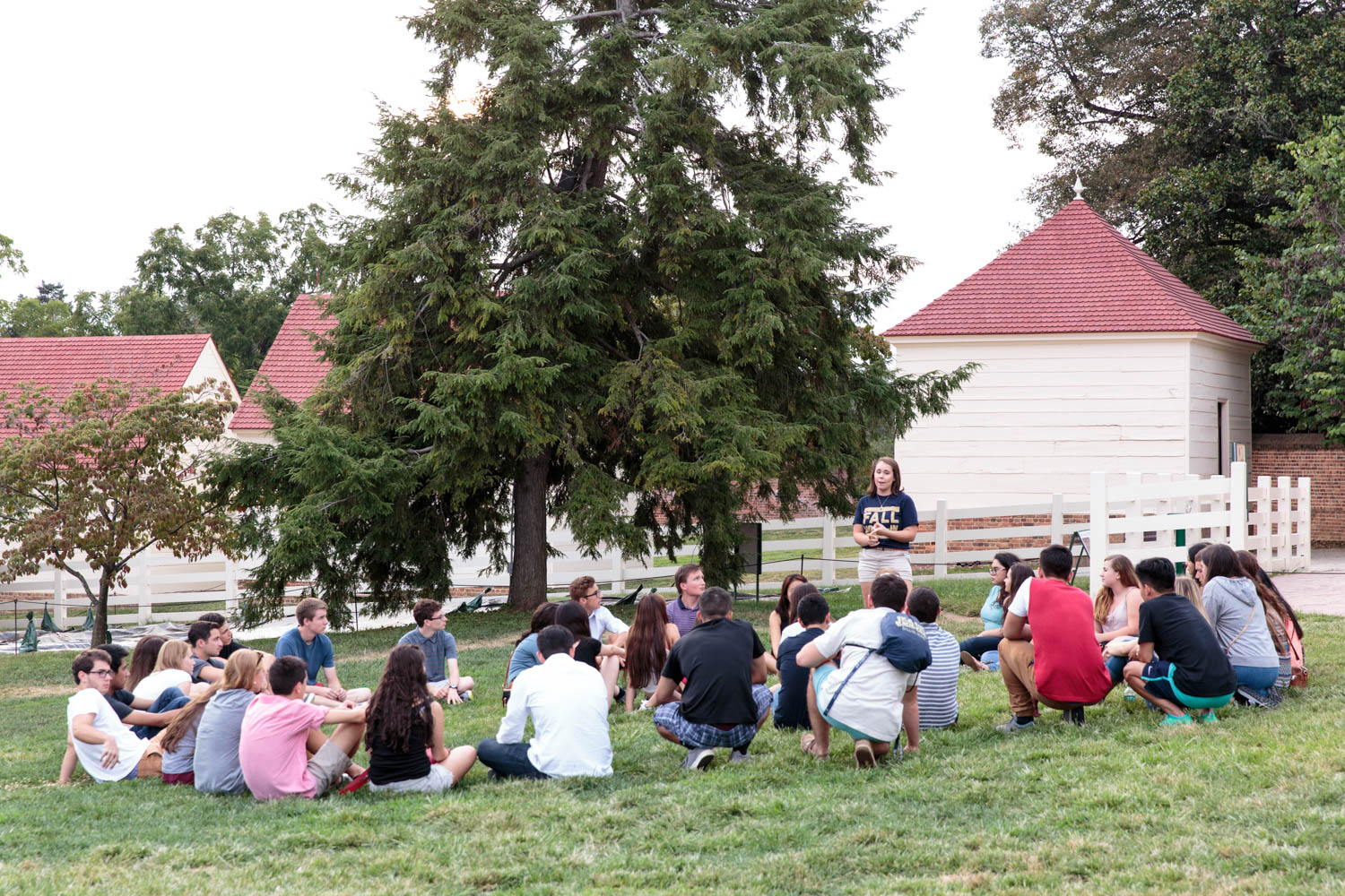 Students gathered by floor to review expectations and responsibilities and get to know one another.