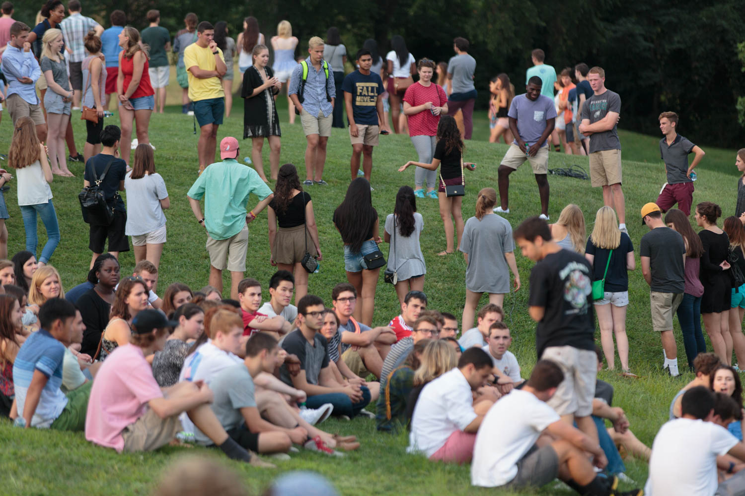 Students gathered by floor to review expectations and responsibilities and get to know one another.