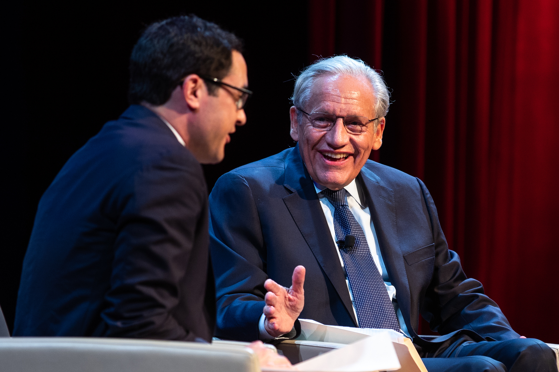 Image of Bob Woodward discussing "Fear" with Michael Schmidt of the New York Times.