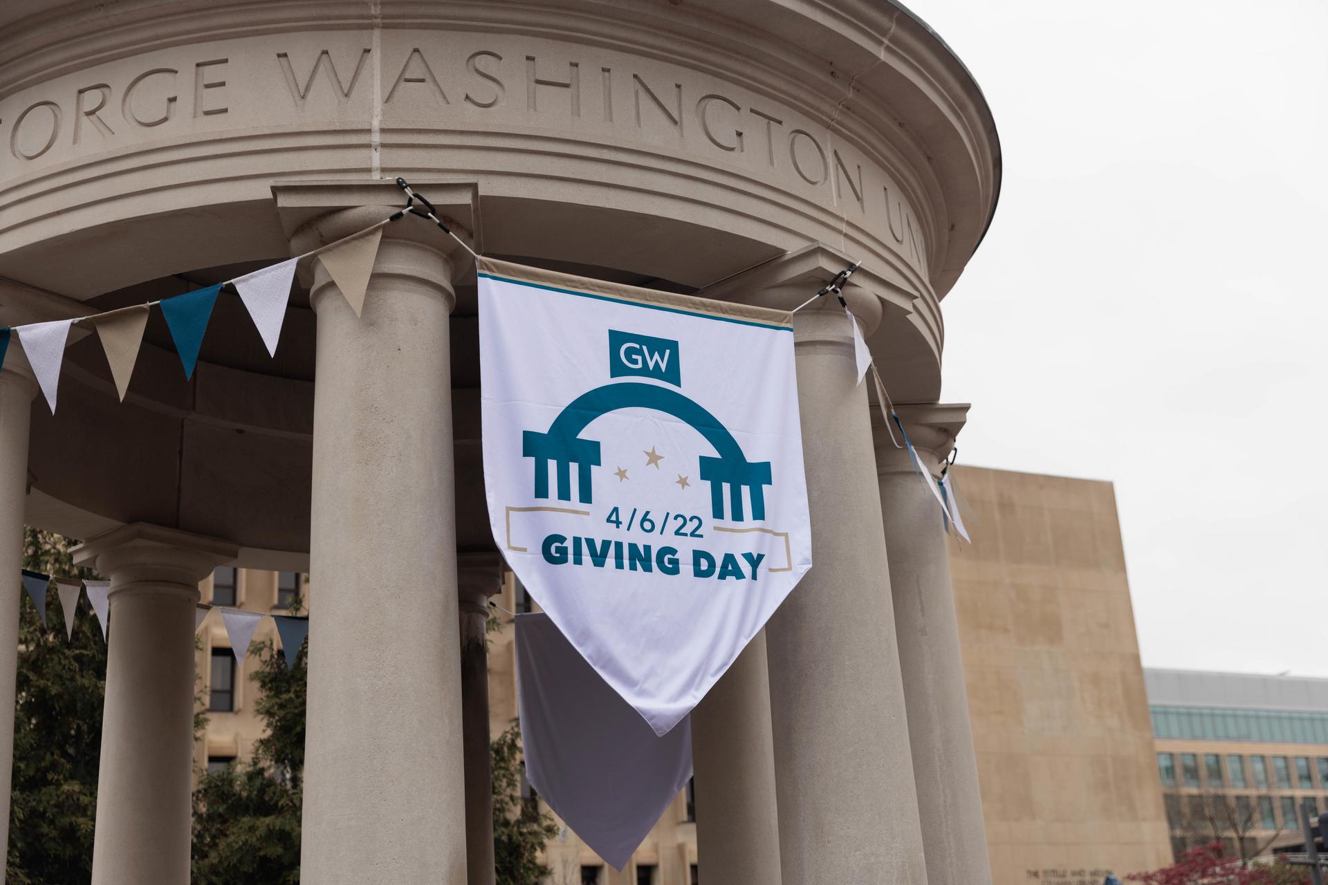 Tempietto with Giving Day banner